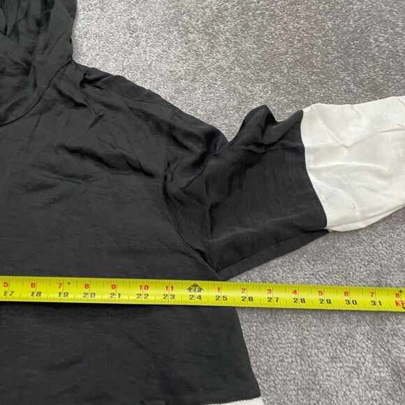 Forever 21 Woven Hoodie Full Zip Sweatshirt Men Large Black White Relaxed Casual - Picture 9 of 11